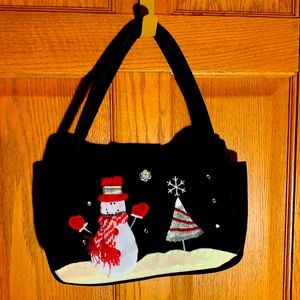Christmas cute handbag . Embellishments are beads , embroidery & rhinestone.